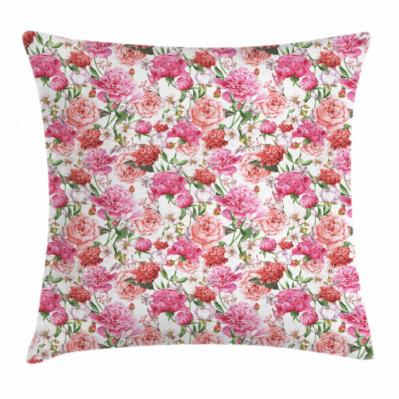 Pink Peonies Roses Pillow Cover