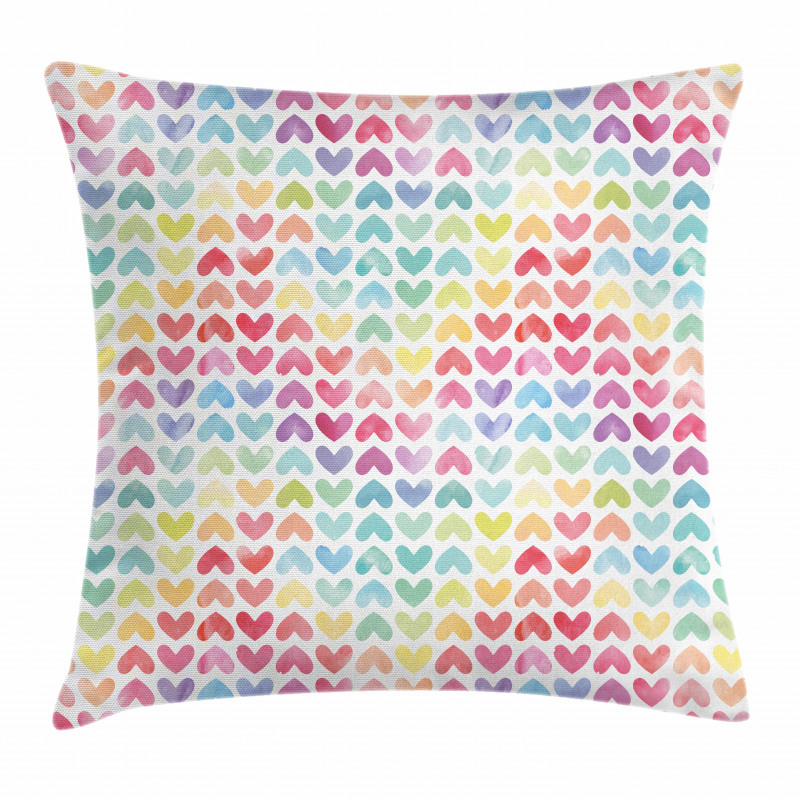 Colorful Hearts Pillow Cover