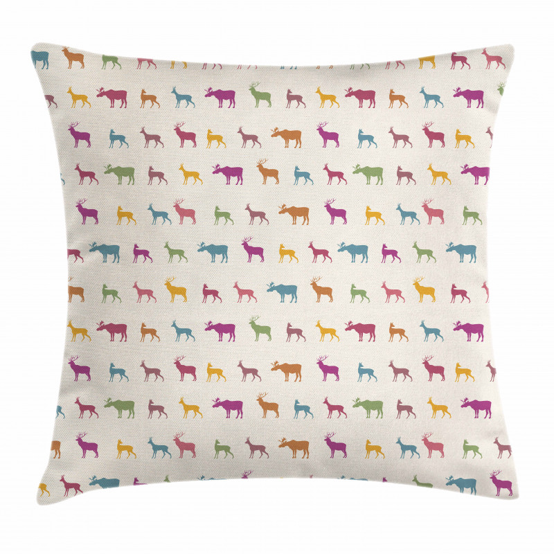 Animal Silhouettes Pattern Pillow Cover