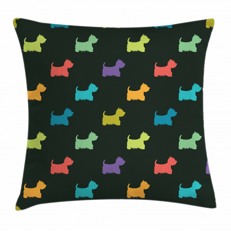 Terrier Silhouettes Pillow Cover