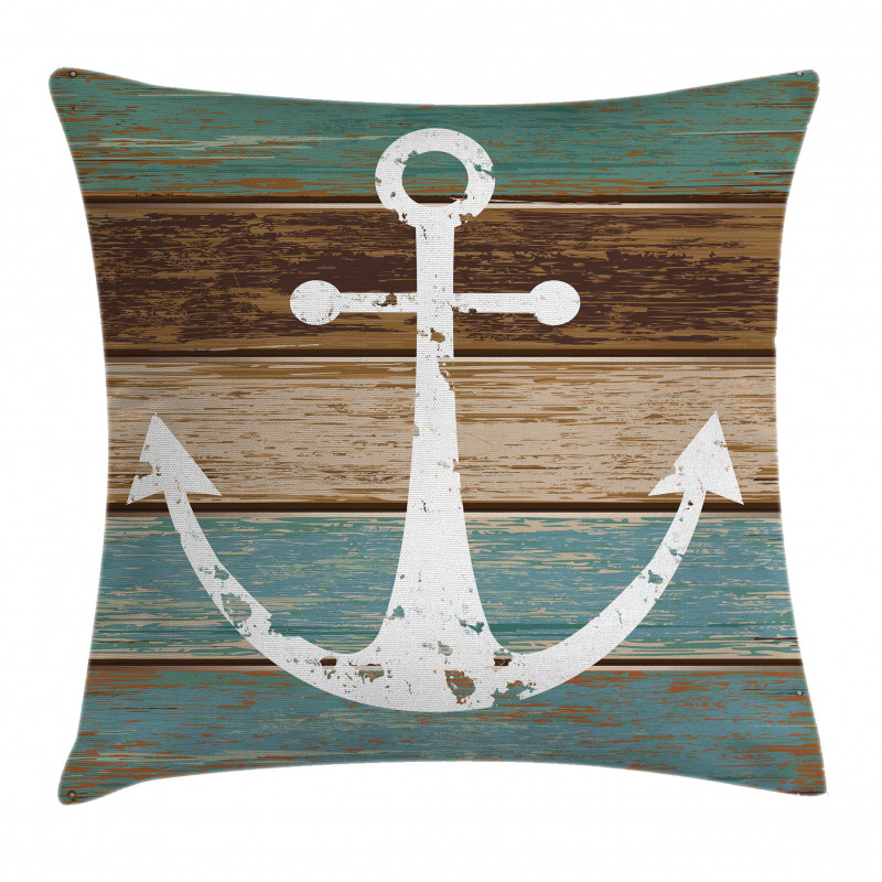 Grunge Marine Wooden Plank Pillow Cover