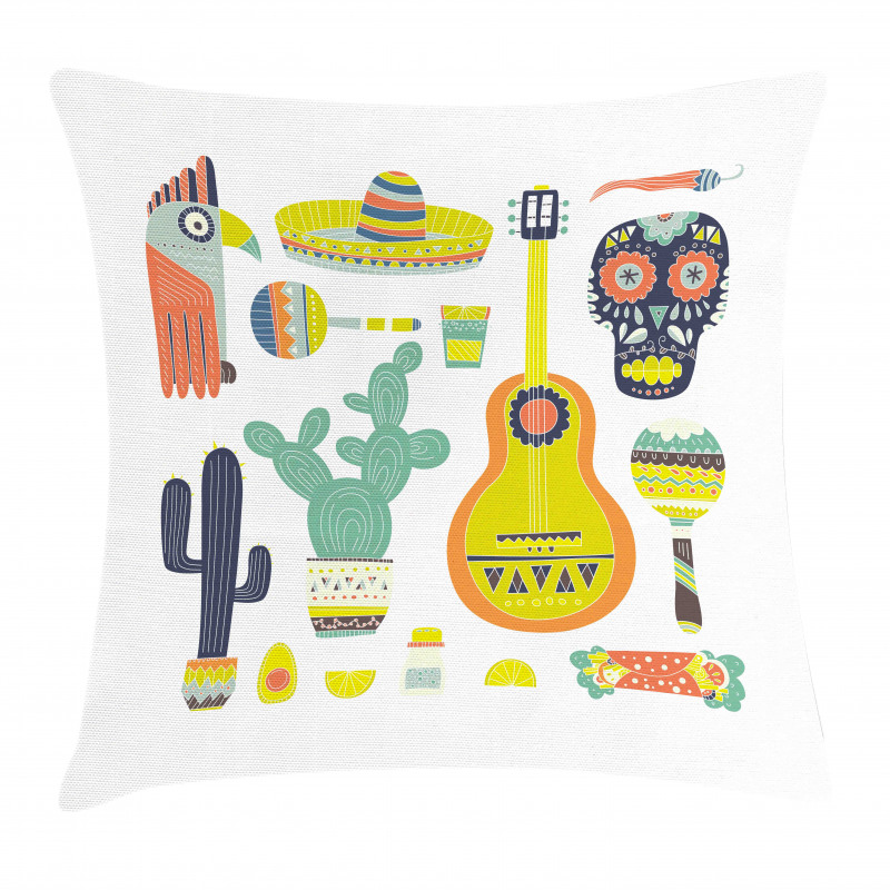 Mexican Motifs Taco Pillow Cover