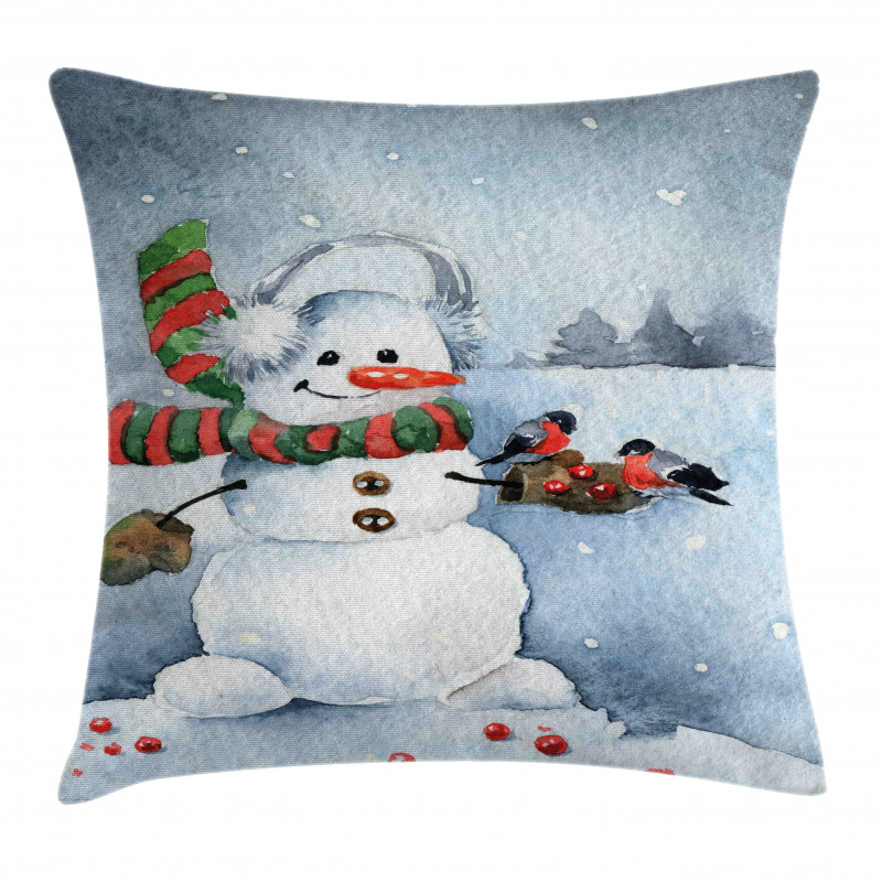 Watercolor Xmas Winter Pillow Cover