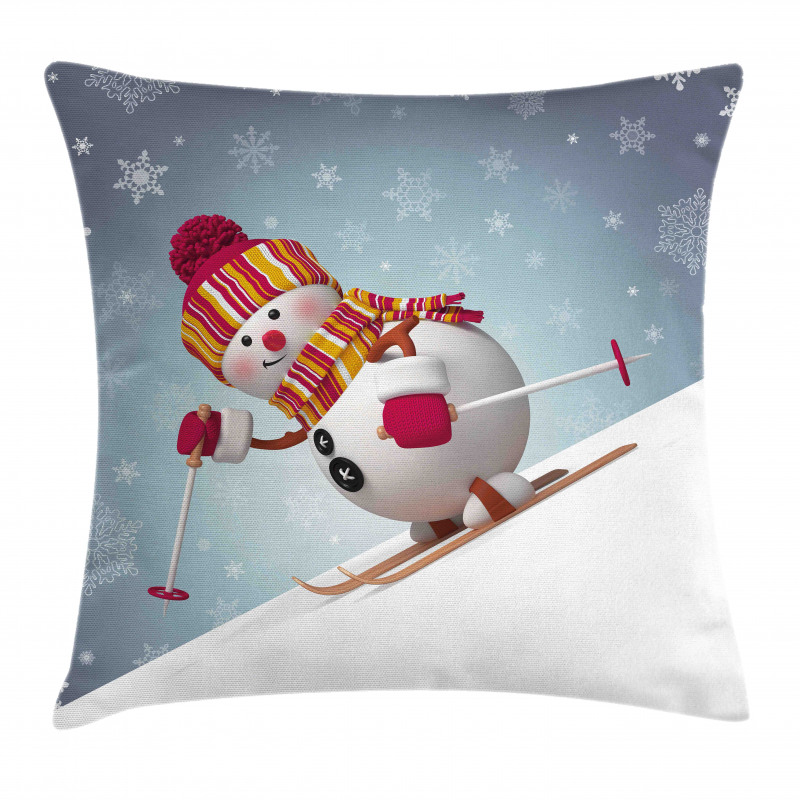 Skiing 3D Style Winter Pillow Cover