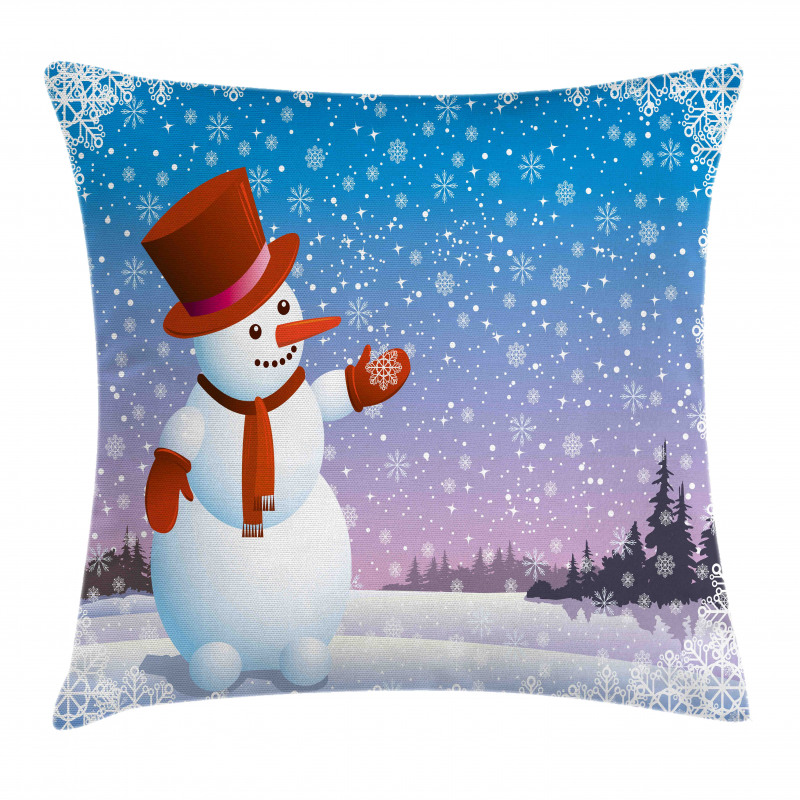 Happy Cartoon Snowfall Pillow Cover