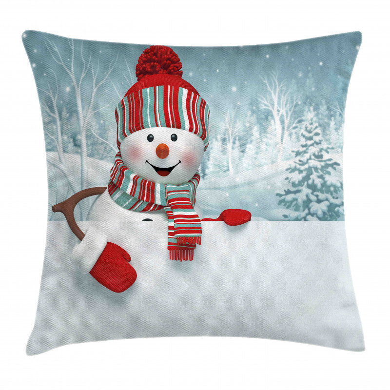 Smiling 3D Mascot Trees Pillow Cover