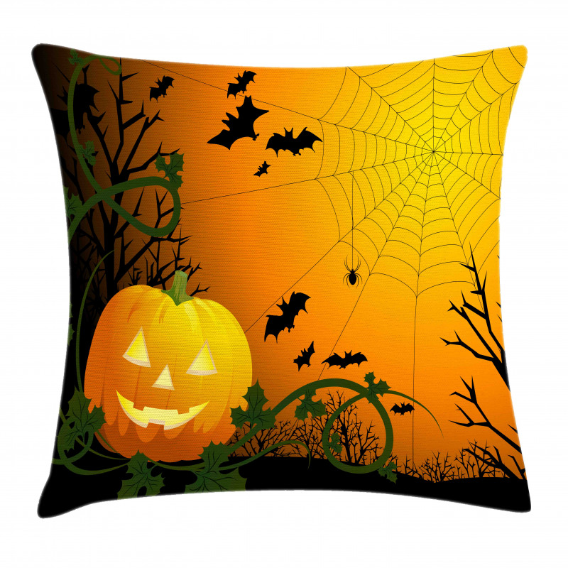 Pumpkin Leaves Bats Pillow Cover
