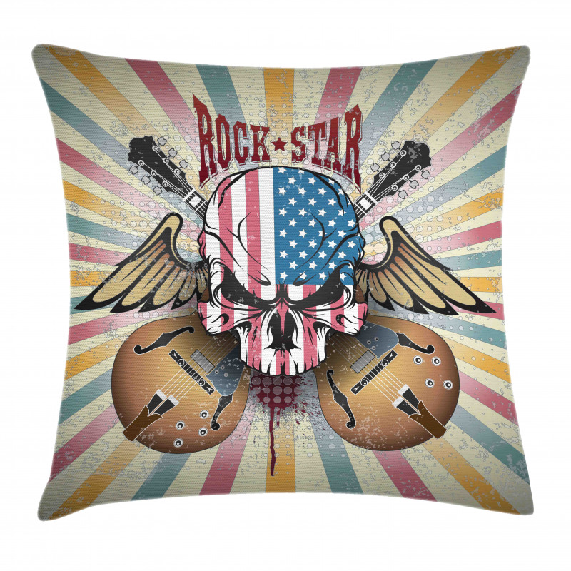 Angry Skull America Flag Pillow Cover