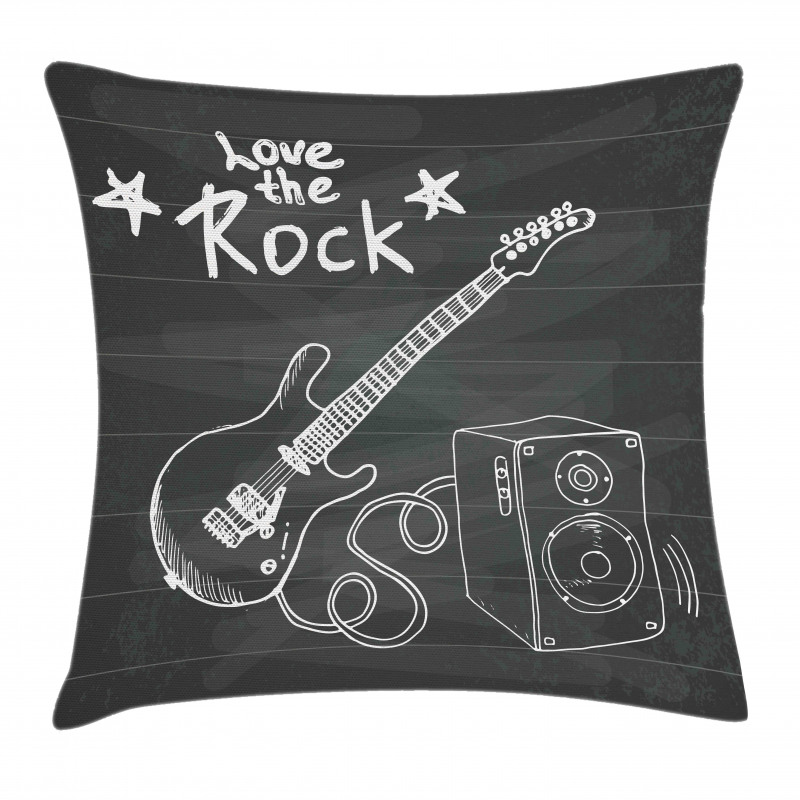 Love Rock Music Sketch Pillow Cover