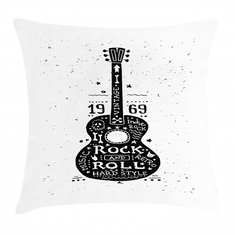 Grunge Look Rock 'n' Roll Pillow Cover