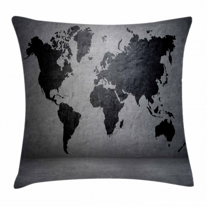 World Map on Wall Pillow Cover