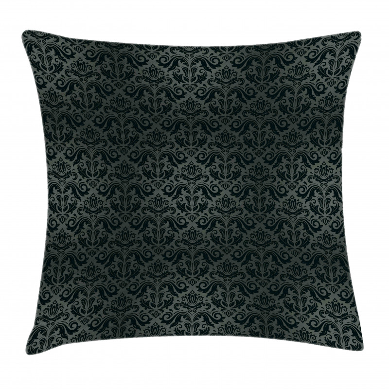 Black Damask Floral Pillow Cover