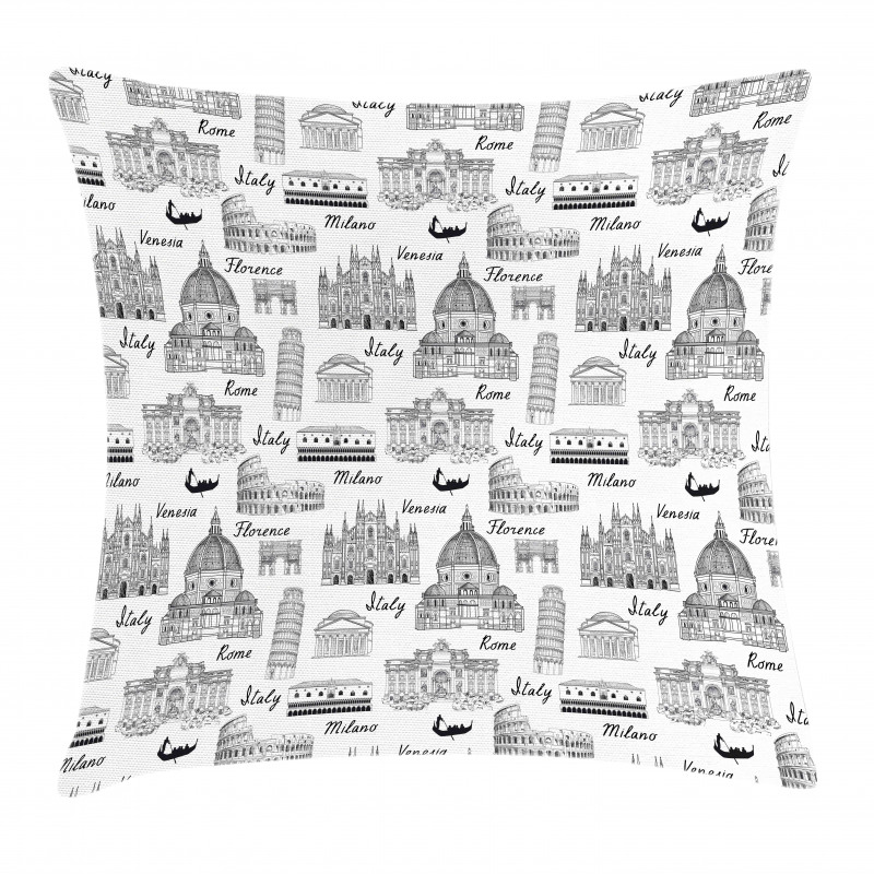 Monochrome Sketch Italy Pillow Cover