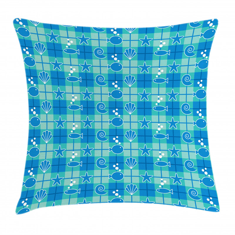 Plaid Pattern Marine Pillow Cover