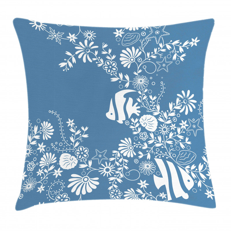 Flowers and Fishes Pillow Cover