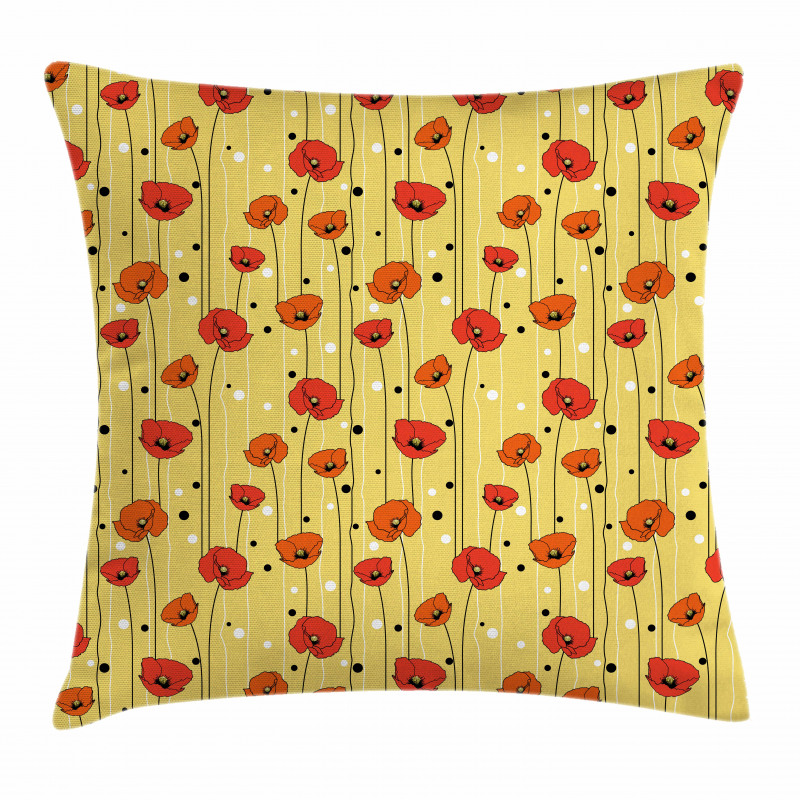 Lines with Dots Floral Pillow Cover