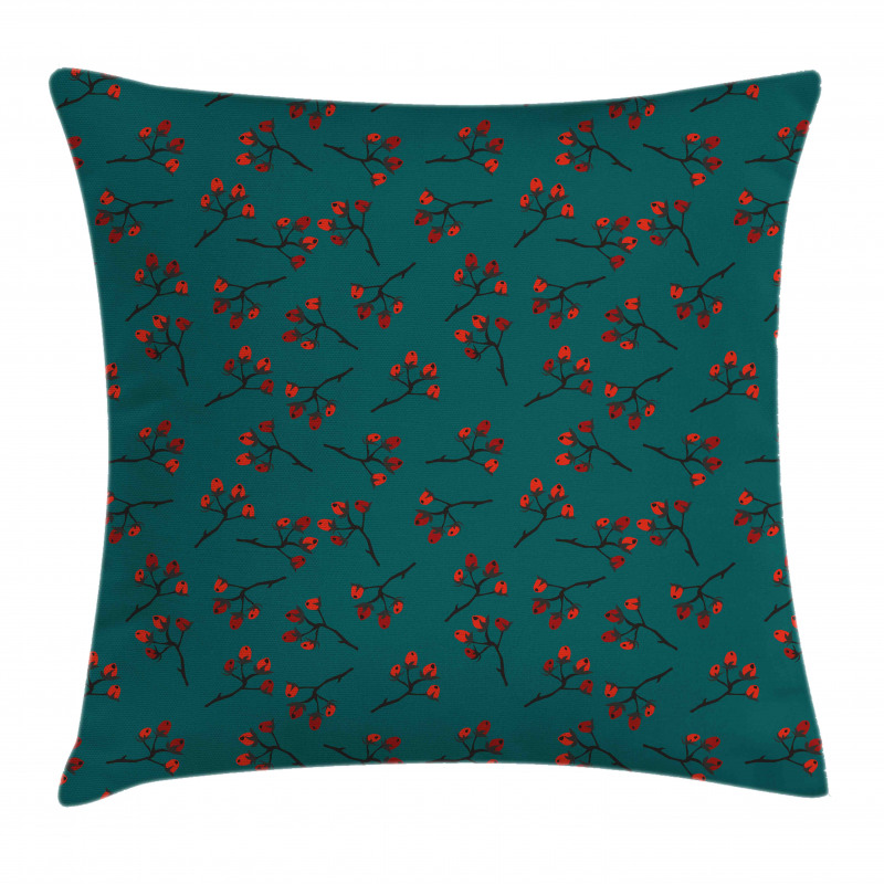 Red Berry Christmas Rustic Pillow Cover