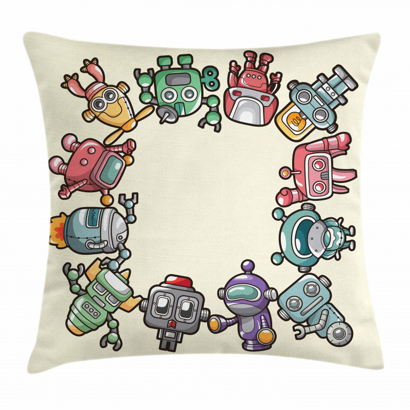 Friendly Robots Toys Pillow Cover