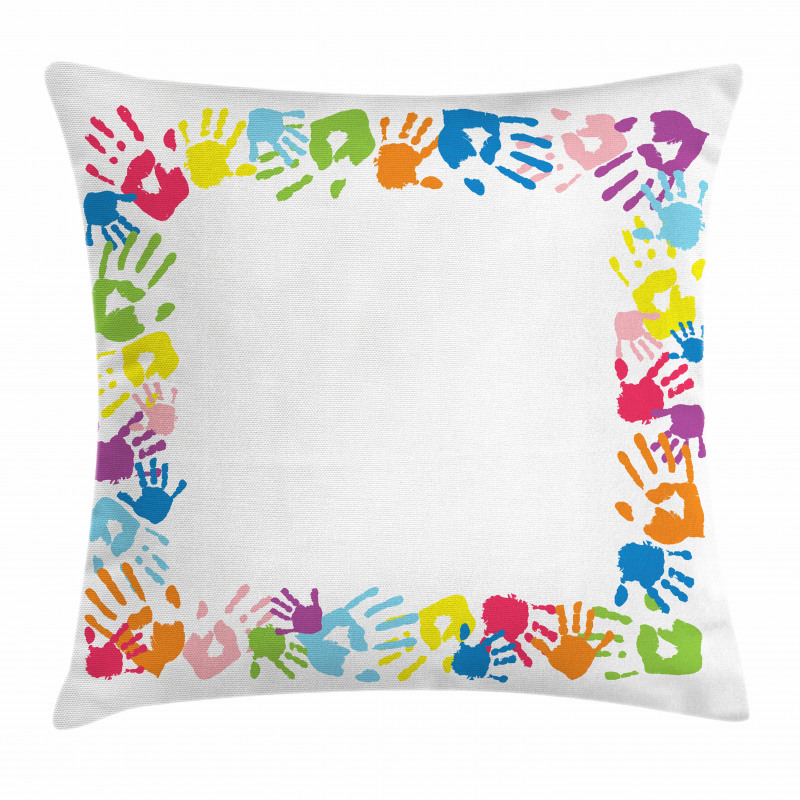 Colorful Handprints Pillow Cover