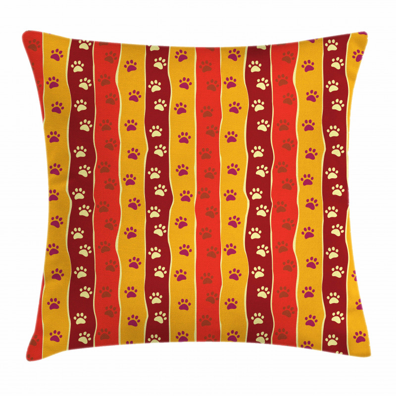 Cat Dog Paw Trace Pattern Pillow Cover