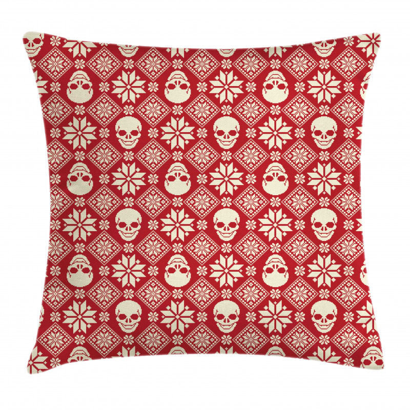 Needlework Skull Motif Pillow Cover