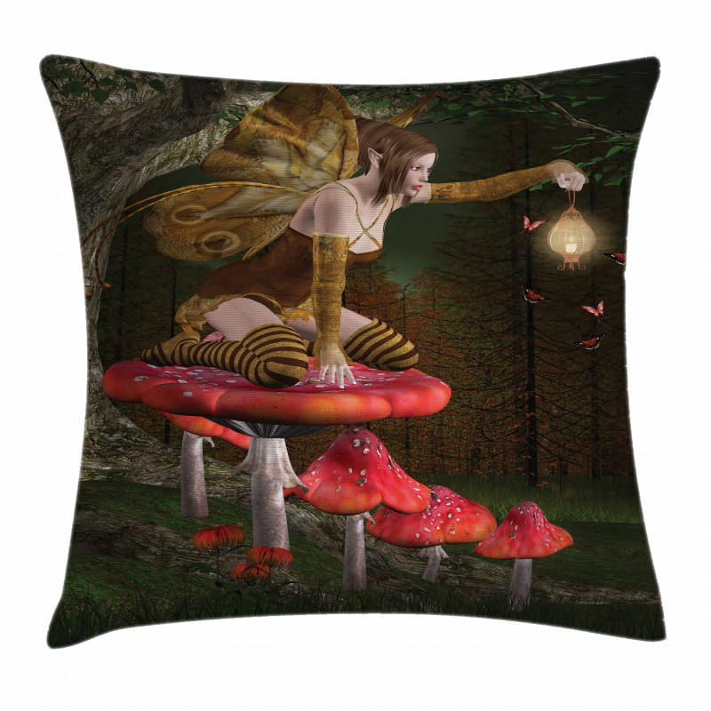 Mythical Fairy Mushroom Pillow Cover