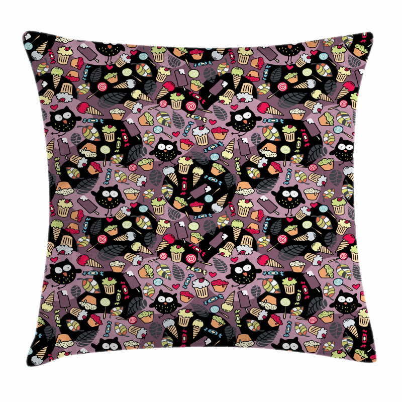 Crazy Birds Tasty Cupcakes Pillow Cover