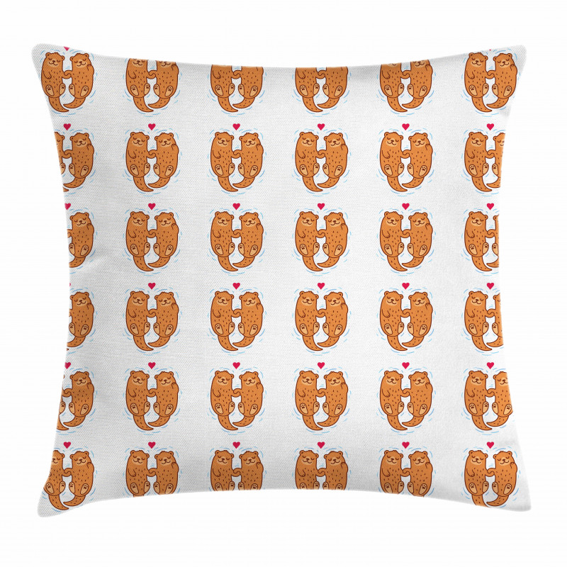 Animal Couple Love Theme Pillow Cover