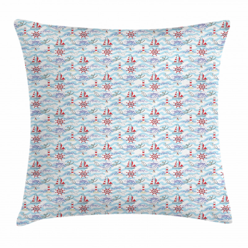 Ocean Themed Ship Pillow Cover