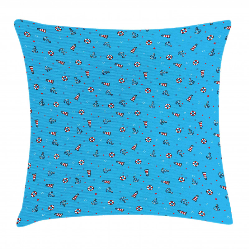 Polka Dots Marine Pillow Cover