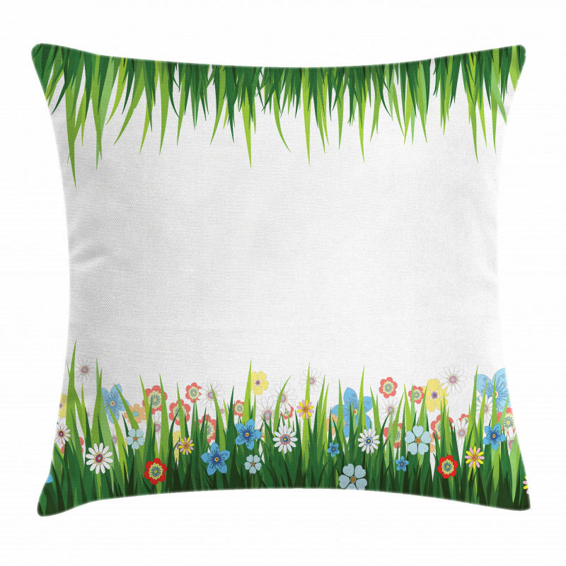 Grass and Flowers Pillow Cover