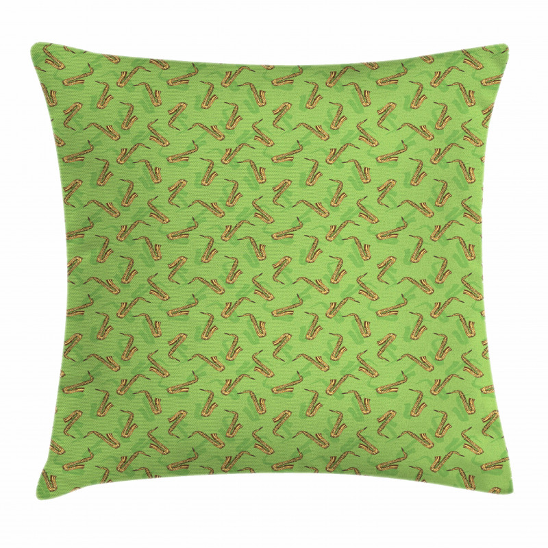 Saxophones on Green Pillow Cover
