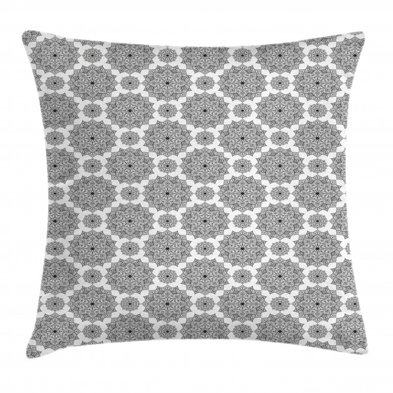 Monochrome Floral Ethnic Pillow Cover