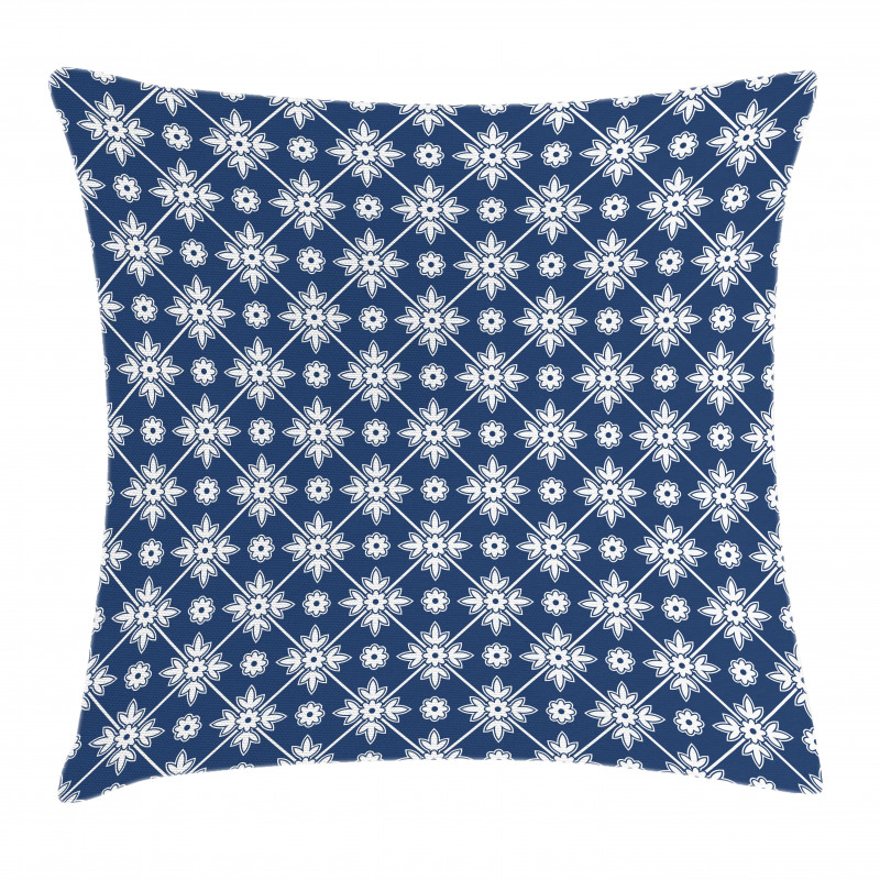 Checkered Folkloric Floral Pillow Cover