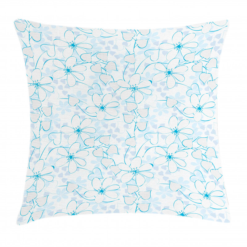 Abstract Flowers Hearts Pillow Cover