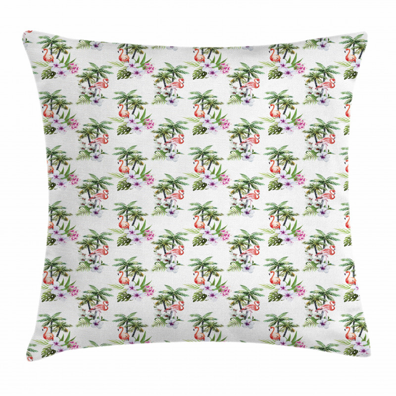 Flamingo Hibiscus Art Pillow Cover