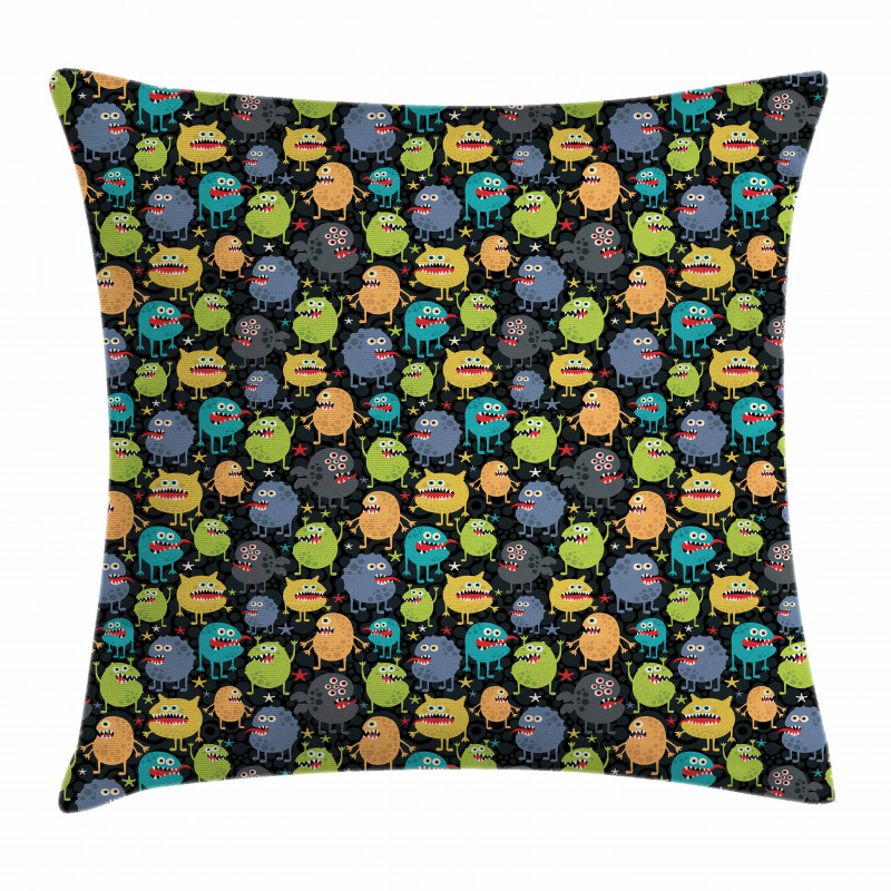 Cartoon Style Beings Pillow Cover
