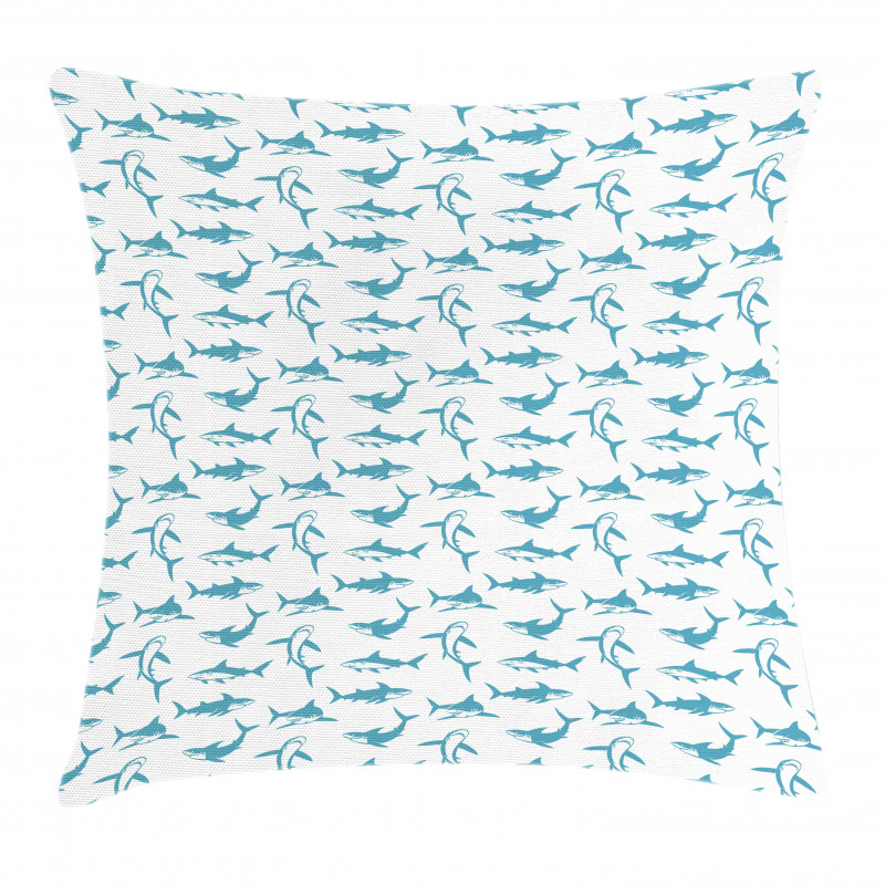 Scary Predators with Fins Pillow Cover