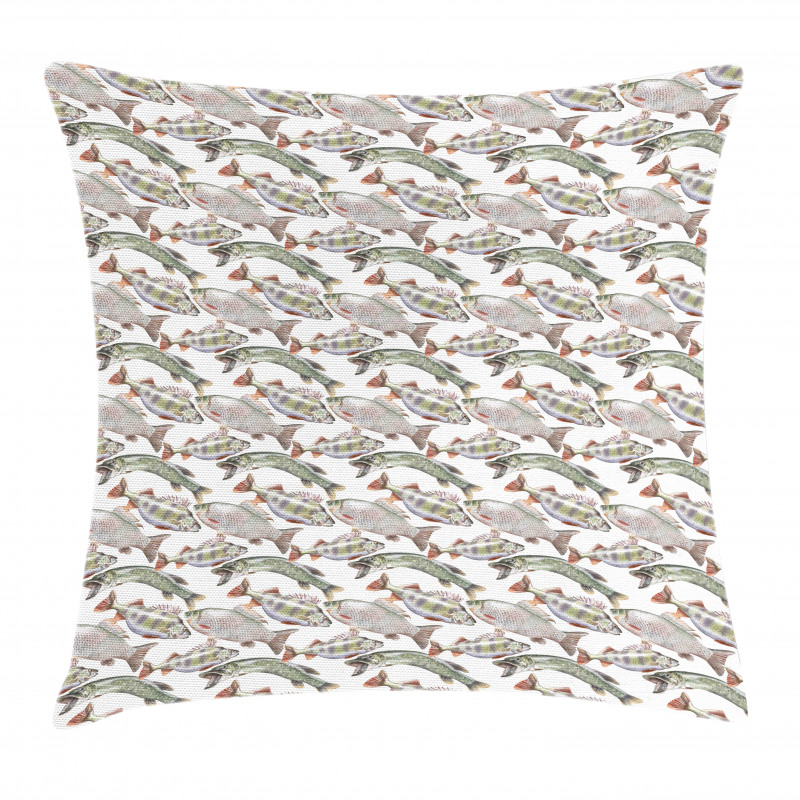 Carp Perch and Bass Pillow Cover