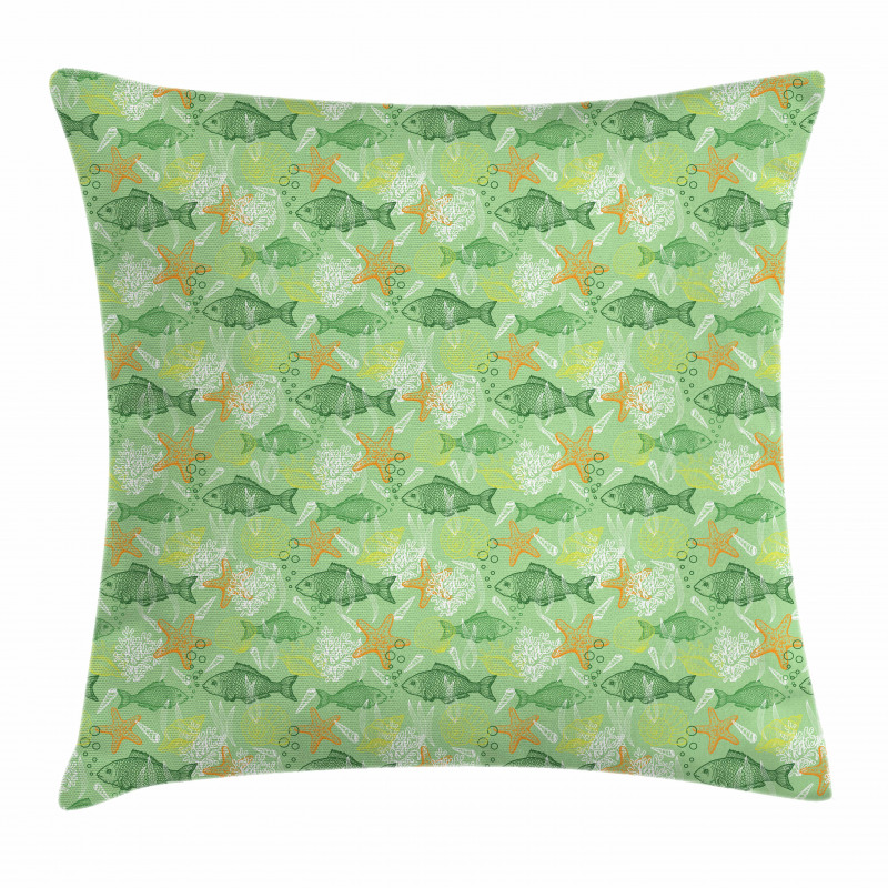 Bass Starfish Seashell Pillow Cover