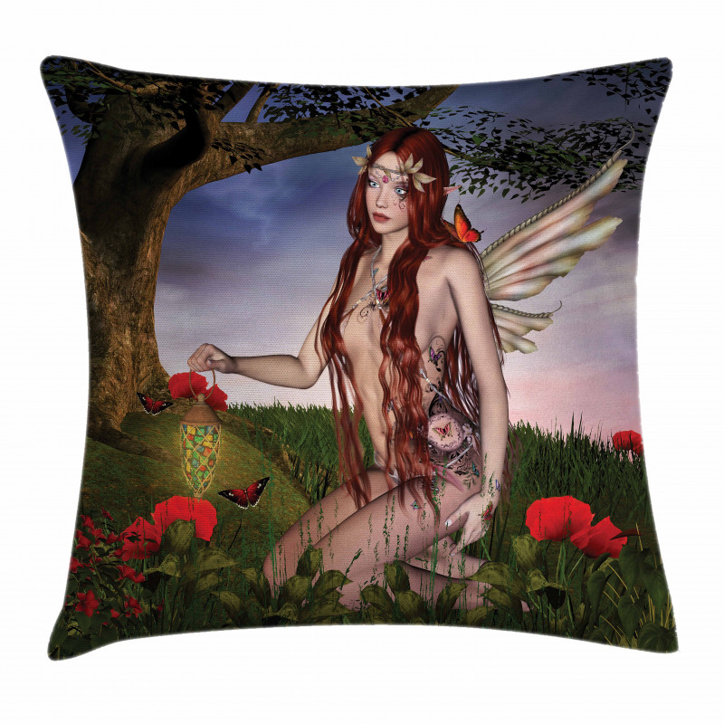 Fairy Butterfly Catcher Pillow Cover