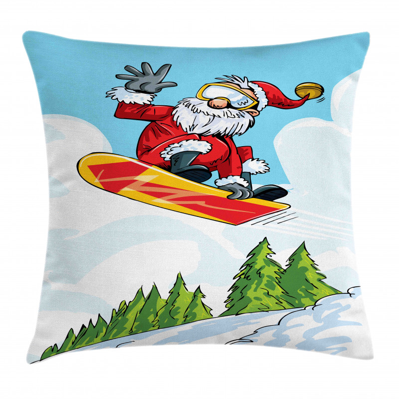 Jump on Snowboard Pines Pillow Cover