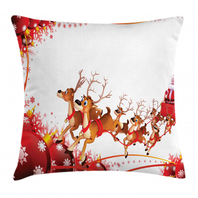 Xmas Balls and Reindeers Pillow Cover