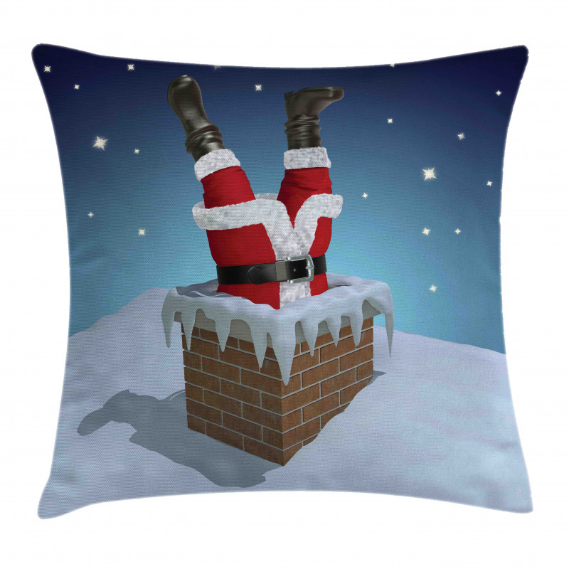 Santa Stuck in Chimney Pillow Cover