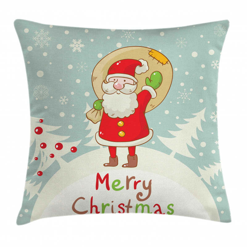 Merry Xmas Snowy Forest Pillow Cover