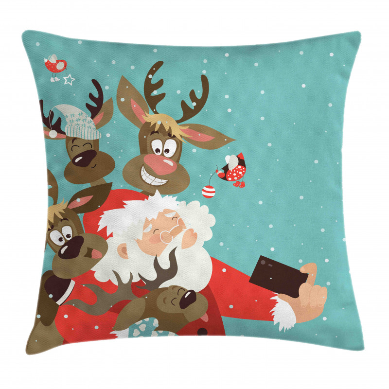 Reindeer Buddies Selfie Pillow Cover