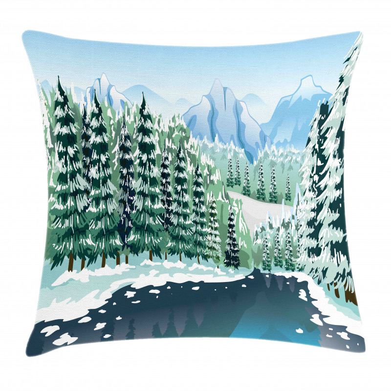 Winter Season Trees Pillow Cover