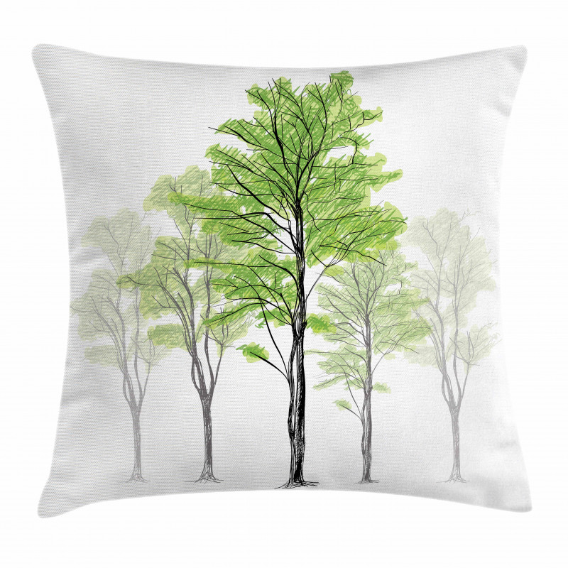 Hand Drawn Nature Motif Pillow Cover