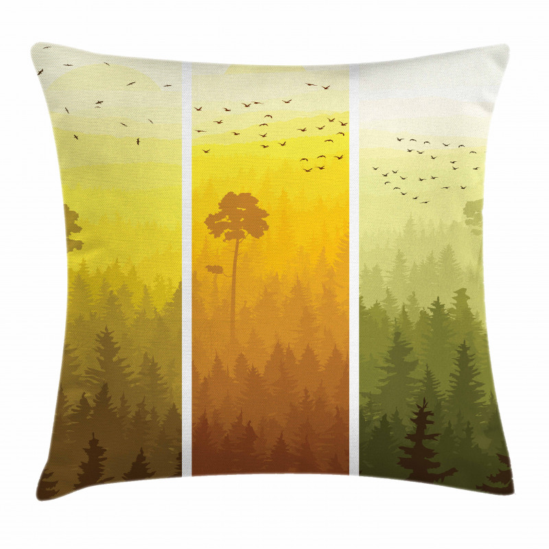 Hills Trees and Birds Pillow Cover