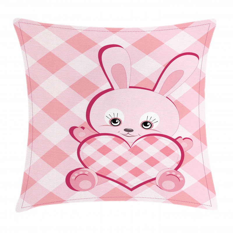 Diamond Shape Bunny Heart Pillow Cover